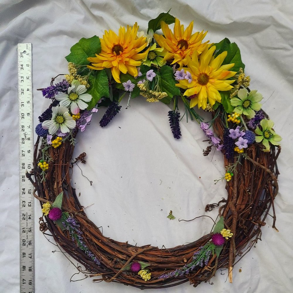 Wreath 20X15 Round Yellow Purple white Fairytale story